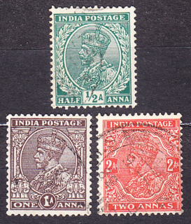 INDIA 1934, Michel 135-137, razená séria. KOLÓNIE. KRÁĽ GEORGE V.