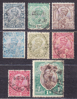 INDIA 1926, Michel 100-102, 104-108, razené. KOLÓNIE. KRÁĽ GEORGE V.