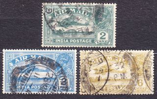 INDIA 1929, Michel 118-119, 121, razené. KOLÓNIE. KRÁĽ GEORGE V. - LETECKÉ.