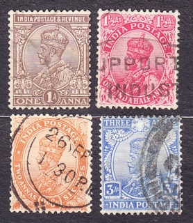 INDIA 1922, Michel 96-99, razená séria. KOLÓNIE. KRÁĽ GEORGE V.
