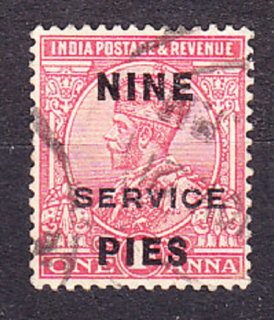 INDIA 1921, Michel 64, razená séria. KOLÓNIE. SLUŽOBNÉ. KRÁĽ GEORGE V. - PRETLAČ.