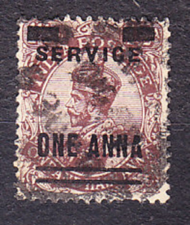 INDIA 1926, Michel 72, razená. KOLÓNIE. SLUŽOBNÉ. KRÁĽ GEORGE V. - PRETLAČ.