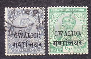 GWALIOR 1912, Michel 51-52, razené. KOLÓNIE. KRÁĽ GEROGE V.