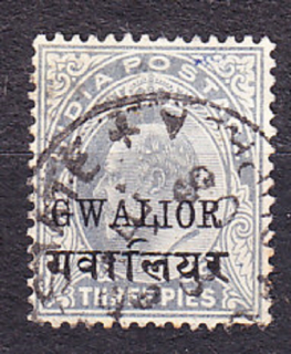 GWALIOR 1903, Michel 35, razená. KOLÓNIE. KRÁĽ EDWARD VII.