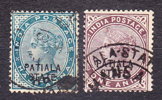 PATIALA 1891, Michel 13, 15, razené. KOLÓNIE. KRÁĽOVNÁ VICTORIA.