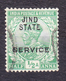 JIND 1914, Michel 25, razená. KOLÓNIE. SLUŽOBNÉ. KRÁĽ GEORGE V.