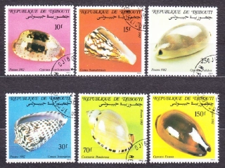 DŽIBUTSKO 1982, Michel 351-356, razená séria. MORSKÉ MUŠLE.