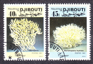 DŽIBUTSKO 1991, Michel 547-548, razená séria. MORSKÉ KORALY.