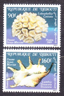 DŽIBUTSKO 1989, Michel 516-517, ** čistá séria. MORSKÉ KORALY A LASTÚRY.
