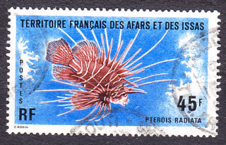AFARS ET ISSAS 1976, Michel 154, razená séria. KOLÓNIE. RYBY.