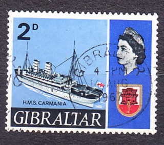 GIBRALTAR 1967, Michel 190, razená. KOLÓNIE. KRÁĽOVNÁ ALŽBETA II. - LODE.