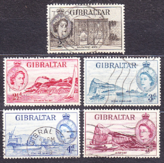 GIBRALTAR 1953, Michel 137-141, razené. KOLÓNIE. KRÁĽOVNÁ ALŽBETA II. - KRAJINY.