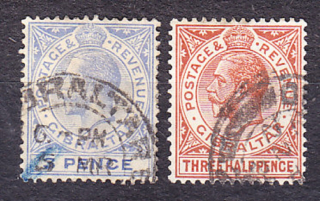 GIBRALTAR 1921, Michel 78, 81, razené. KOLÓNIE. KRÁĽ GEORGE V.