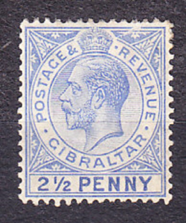 GIBRALTAR 1921, Michel 80, * čistá. KOLÓNIE. KRÁĽ GEORGE V.