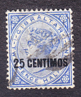 GIBRALTAR 1889, Michel 18, razená. KOLÓNIE. KRÁĽOVNÁ VICTORIA - PRETLAČ.