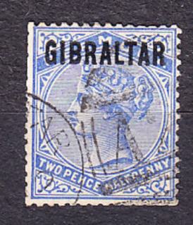 GIBRALTAR 1886, Michel 4, razená. KOLÓNIE. KRÁĽOVNÁ VICTORIA - PRETLAČ.