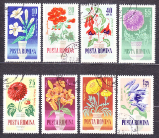 RUMUNSKO 1964, Michel 2268-2275, razená séria. ZÁHRADNÉ KVETY.