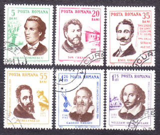 RUMUNSKO 1964, Michel 2288-2293, razená séria. SLÁVNE OSOBNOSTI.