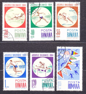 RUMUNSKO 1964, Michel 2299-2304, razená séria. ATLETIKA - BALKÁNSKE HRY.