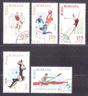 RUMUNSKO 1965, Michel 2452-2456, razená séria. ŠPORT.