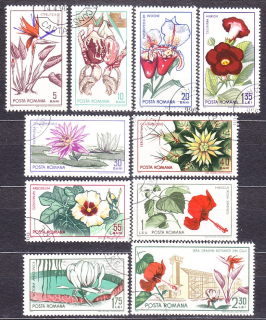 RUMUNSKO 1965, Michel 2442-2451, razená séria. KVETY V BOTANICKEJ ZÁHRADE.