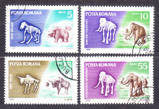 RUMUNSKO 1966, Michel 2553-2556, razené. DINOSAURY.