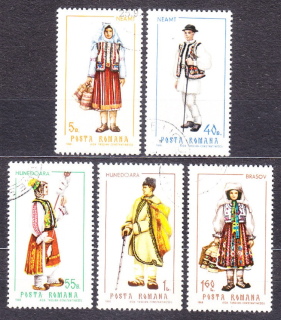 RUMUNSKO 1968, Michel 2732-2736, razené. ĽUDOVÉ KROJE.