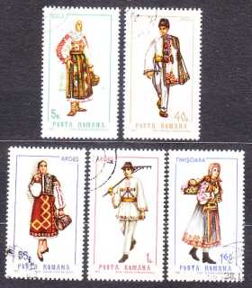 RUMUNSKO 1969, Michel 2739-2743, razené. ĽUDOVÉ KROJE.