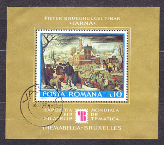 RUMUNSKO 1975, Michel Block 127, razený hárček. MAĽBY - P. BRUEGEL.