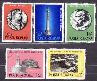 RUMUNSKO 1975, Michel 3267-3271, razené. EURÓPSKE POMNÍKY.
