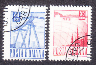 RUMUNSKO 1969, Michel 2745-2746, razená séria. POŠTA A DOPRAVA.