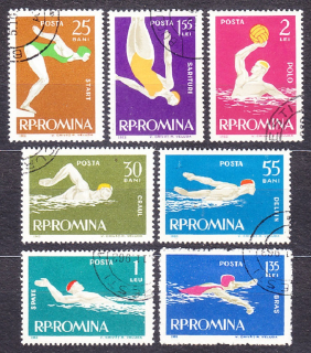 RUMUNSKO 1963, Michel 2153-2159, razená séria. VODNÉ ŠPORTY.