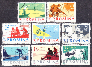RUMUNSKO 1962, Michel 2078-2085, razená séria. ŠPORTOVÝ RYBOLOV.