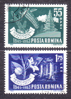 RUMUNSKO 1963, Michel 2212-2213, razená séria. LESY.