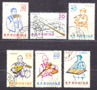 RUMUNSKO 1961, Michel 1997-2002, razená séria. HUDOBNÉ NÁSTROJE.