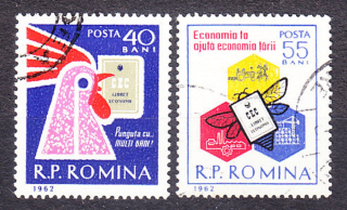 RUMUNSKO 1962, Michel 2041-2042, razená séria. DEŇ SPORENIA.