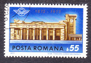 RUMUNSKO 1972, Michel 3034, razená séria. BUDOVA ŽELEZNIČNEJ STANICE V BUKUREŠTI.