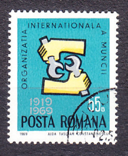RUMUNSKO 1969, Michel 2763, razená séria. ORGANIZÁCIE PRÁCE - ILO.