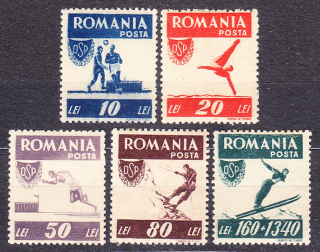 RUMUNSKO 1946, Michel 1000-1004, * čisté. ŠPORT.