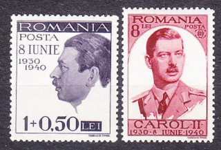 RUMUNSKO 1940, Michel 625, 628, * čisté. KRÁĽ KARL II.