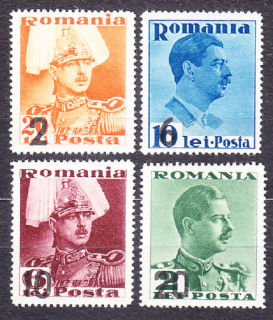 RUMUNSKO 1937, Michel 543-546, * čistá séria. KRÁĽ KARL II. - PRETLAČE.