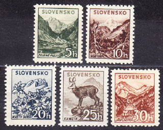 SLOVENSKÝ ŠTÁT 1940, Synek 47-51, ** čistá séria. TATRANSKÉ.