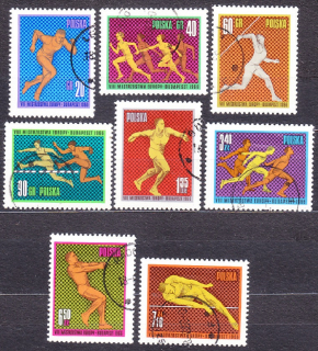 POĽSKO 1966, Michel 1680-1687, razená séria. ATLETIKA - MAJSTROVSTVÁ EURÓPY.