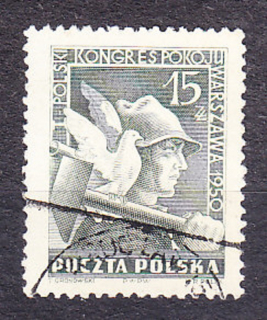 POĽSKO 1950, Michel 564, razená séria. HOLUBICA MIERU, ROBOTNÍK.