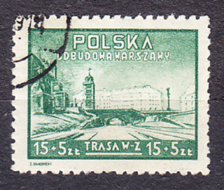 POĽSKO 1948, Michel 502, razená séria. OBNOVA VARŠAVY.