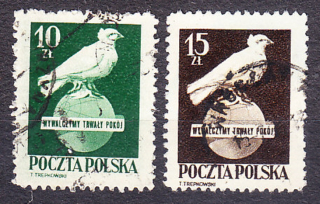 POĽSKO 1950, Michel 560-561, razená séria. HOLUBICA, SVETOVÝ DEŇ MIERU.