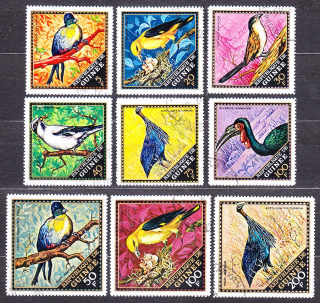 GUINEA 1971, Michel 583-591, razená séria. VTÁCTVO.