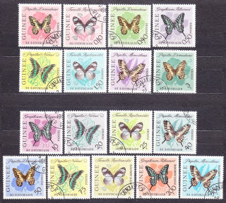 GUINEA 1963, Michel 183-199, razená séria. MOTÝLE.