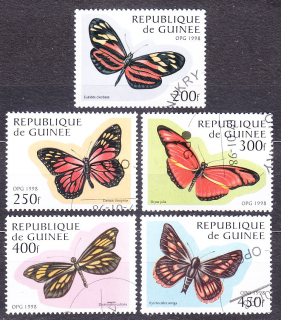 GUINEA 1998, Michel 1716-1720, razené. MOTÝLE.