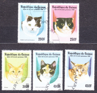 GUINEA 1998, Michel 1771-1775, razené. MAČKY.